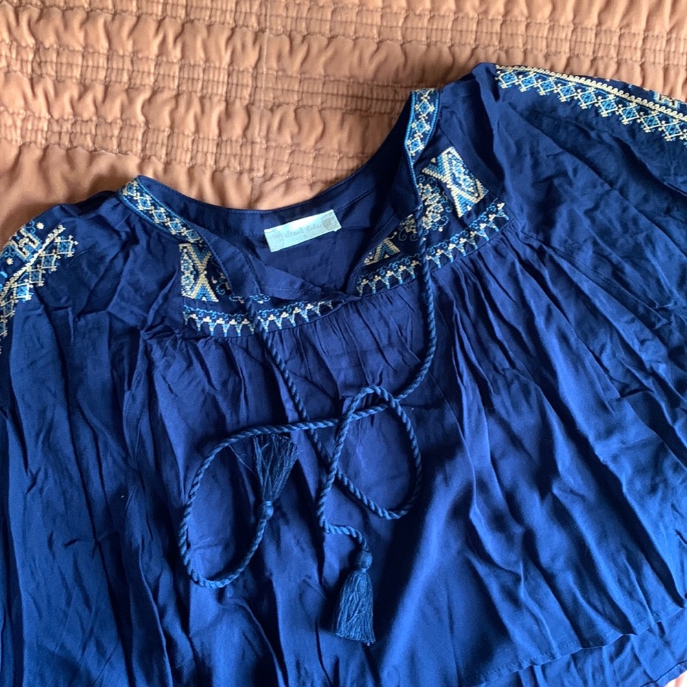 Navy embroidered top